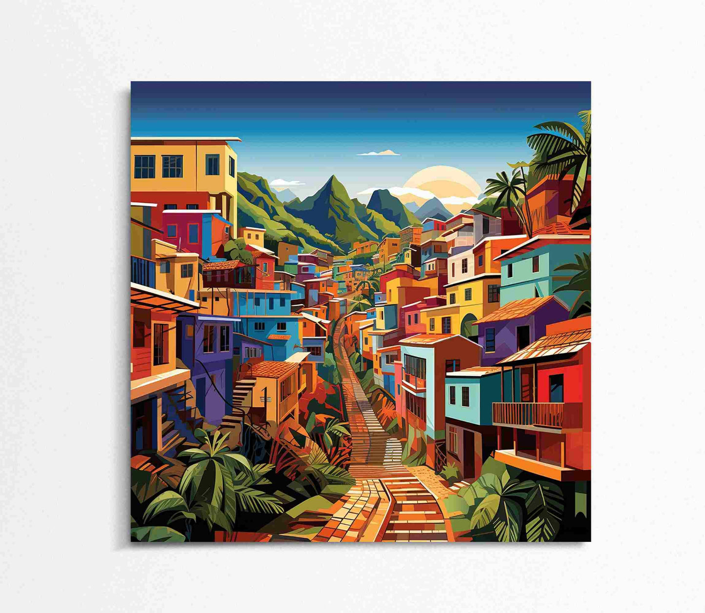 Puerto Rican Art Print – Colorful Town Canvas | Vibrant Caribbean Wall Decor - Antarmada