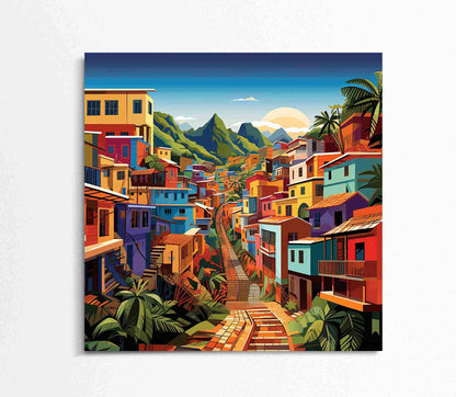 Puerto Rican Art Print – Colorful Town Canvas | Vibrant Caribbean Wall Decor - Antarmada