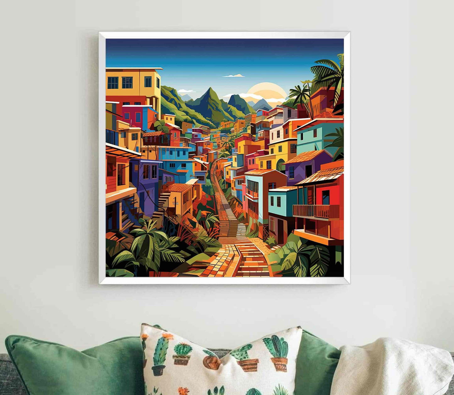 Puerto Rican Art Print – Colorful Town Canvas | Vibrant Caribbean Wall Decor - Antarmada