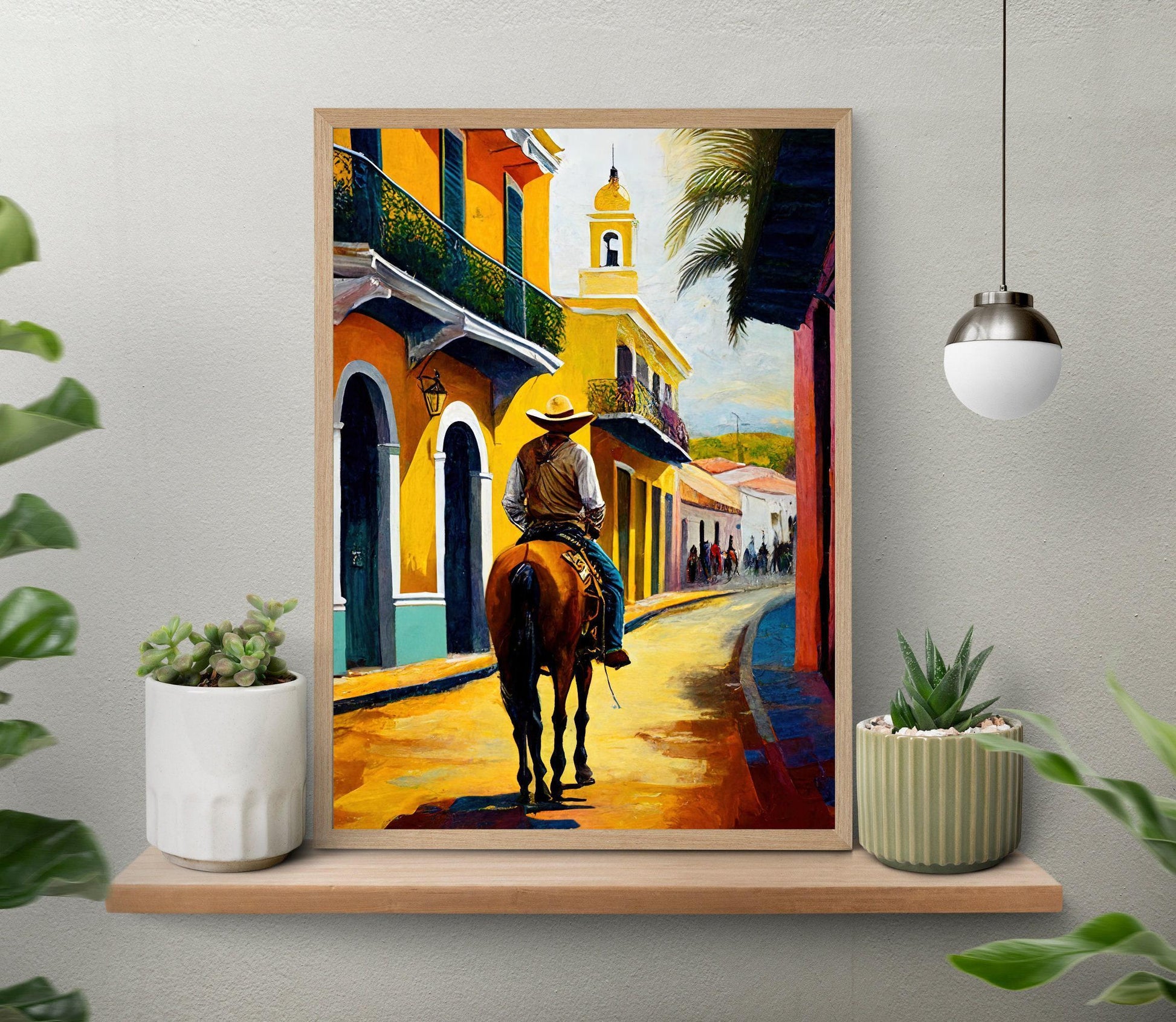 Puerto Rican Canvas Art – Jibaro Horse Rider on Museum-Grade Archival Canvas Print - Antarmada
