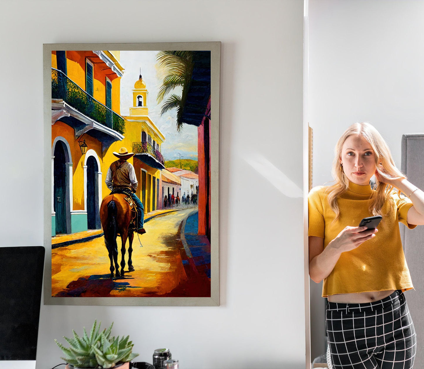 Puerto Rican Canvas Art – Jibaro Horse Rider on Museum-Grade Archival Canvas Print - Antarmada