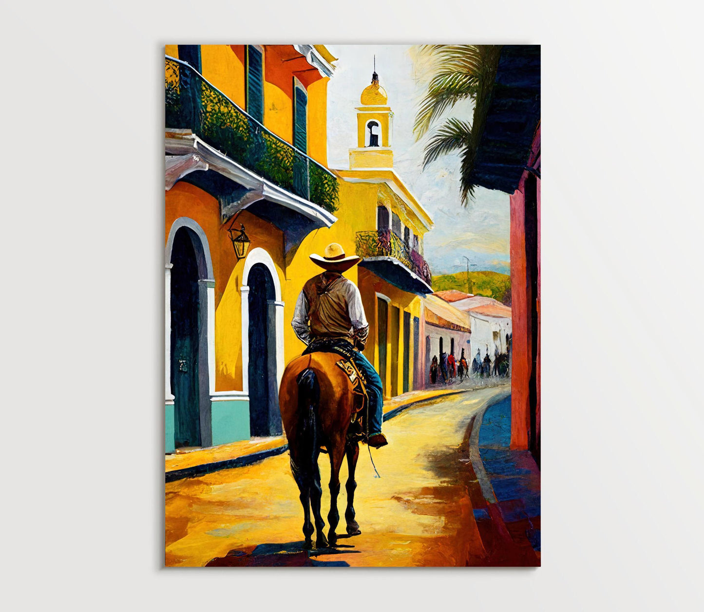 Puerto Rican Canvas Art – Jibaro Horse Rider on Museum-Grade Archival Canvas Print - Antarmada