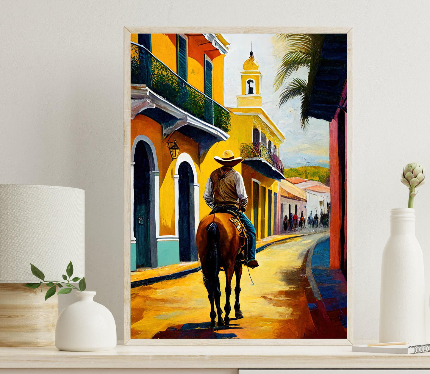 Puerto Rican Canvas Art – Jibaro Horse Rider on Museum-Grade Archival Canvas Print - Antarmada