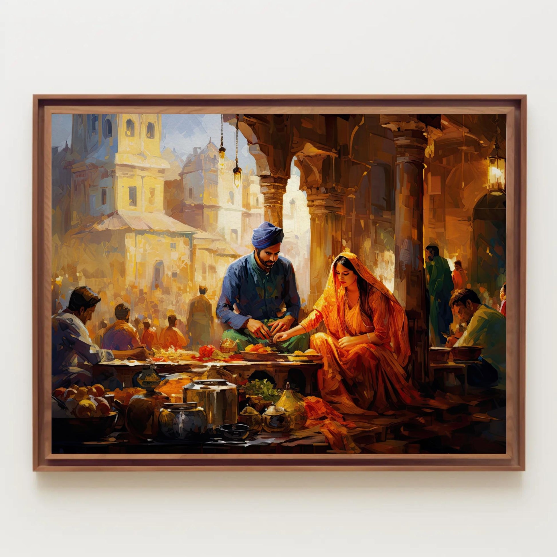 Punjabi Couple Canvas Print – Indian Bazaar Wall Art | Museum Grade Canvas - Antarmada