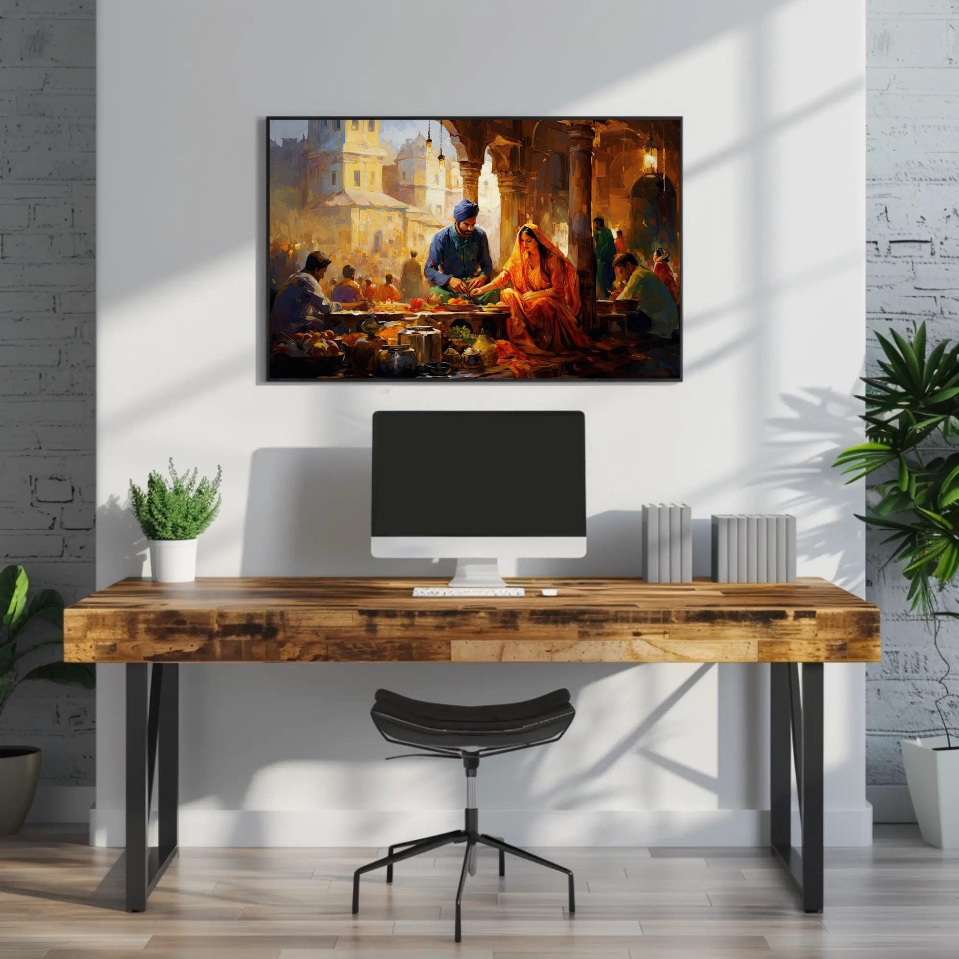 Punjabi Couple Canvas Print – Indian Bazaar Wall Art | Museum Grade Canvas - Antarmada