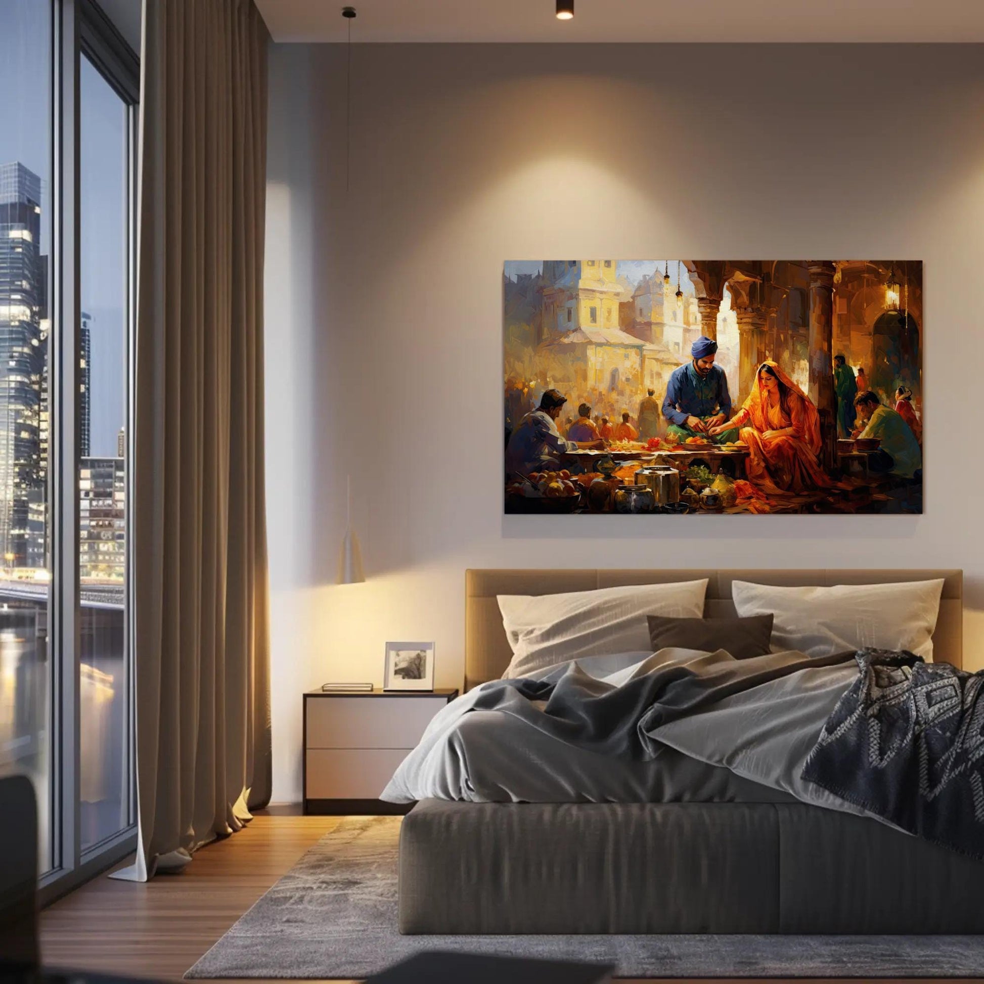 Punjabi Couple Canvas Print – Indian Bazaar Wall Art | Museum Grade Canvas - Antarmada