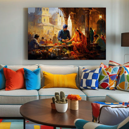 Punjabi Couple Canvas Print – Indian Bazaar Wall Art | Museum Grade Canvas - Antarmada