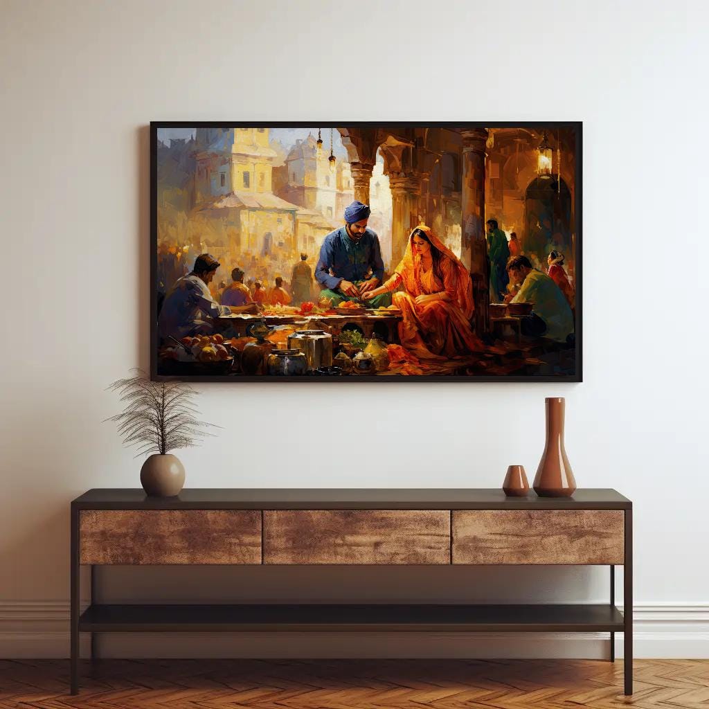 Punjabi Couple Canvas Print – Indian Bazaar Wall Art | Museum Grade Canvas - Antarmada