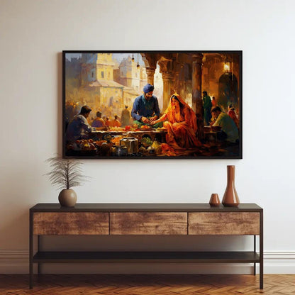 Punjabi Couple Canvas Print – Indian Bazaar Wall Art | Museum Grade Canvas - Antarmada
