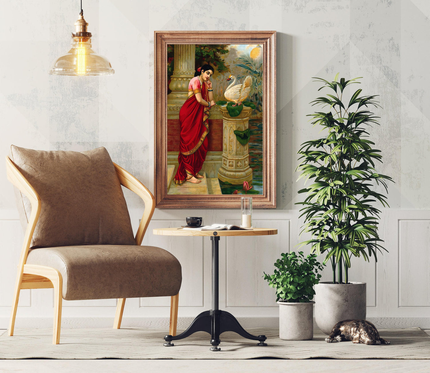 Raja Ravi Varma Print - Vintage Indian Art Swan Canvas | Museum-Grade Archival Canvas - Antarmada