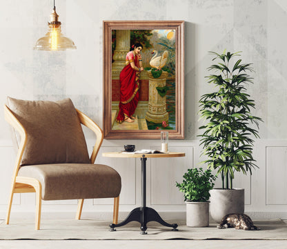 Raja Ravi Varma Print - Vintage Indian Art Swan Canvas | Museum-Grade Archival Canvas - Antarmada