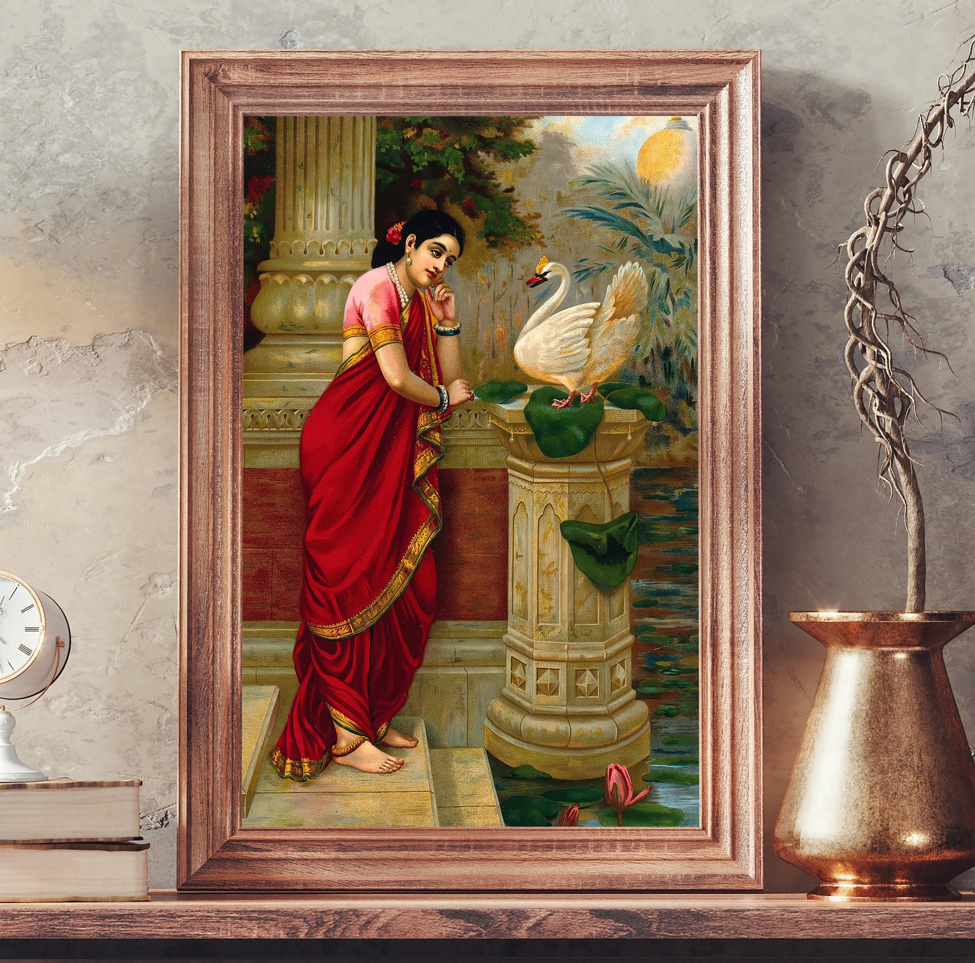Raja Ravi Varma Print - Vintage Indian Art Swan Canvas | Museum-Grade Archival Canvas - Antarmada