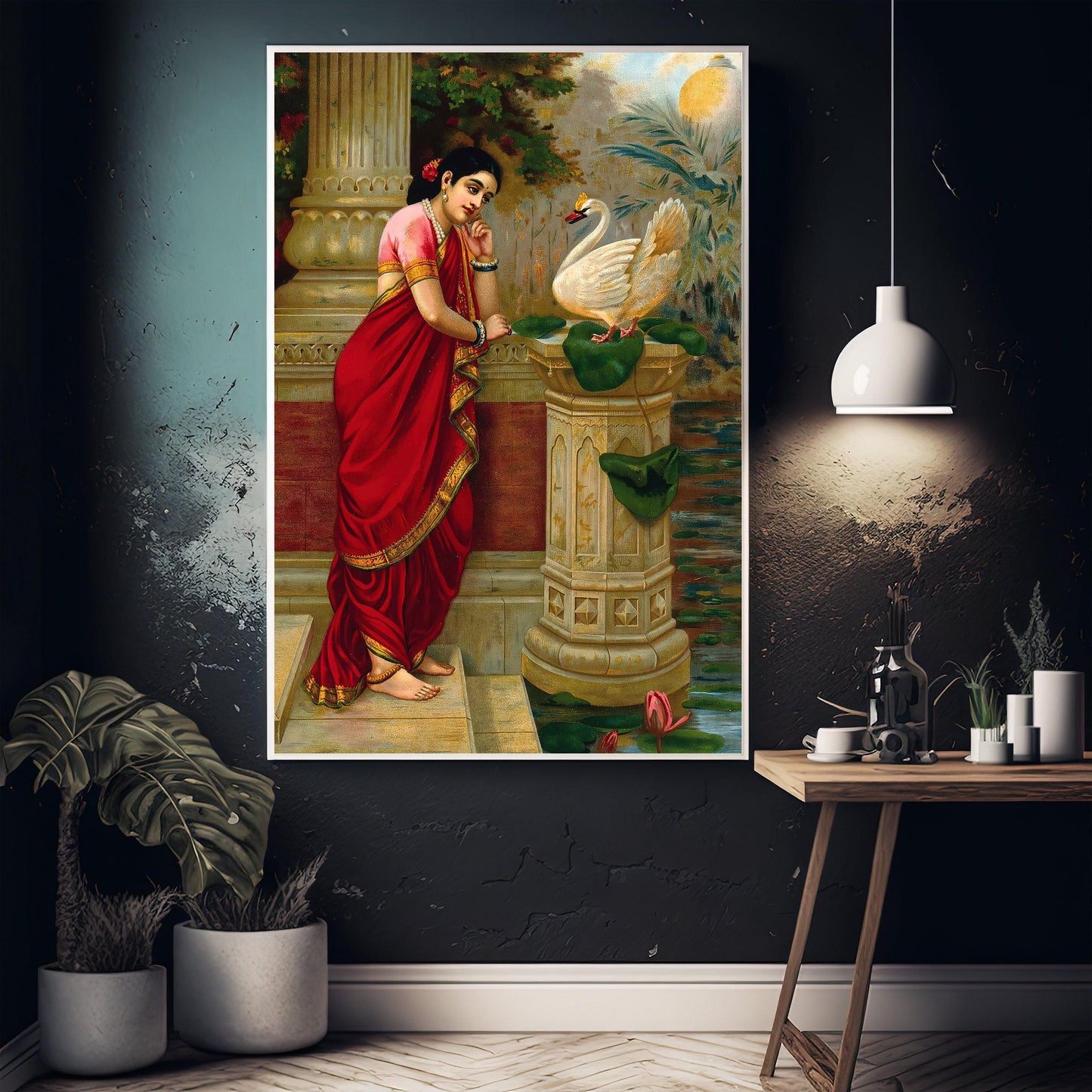 Raja Ravi Varma Print - Vintage Indian Art Swan Canvas | Museum-Grade Archival Canvas - Antarmada