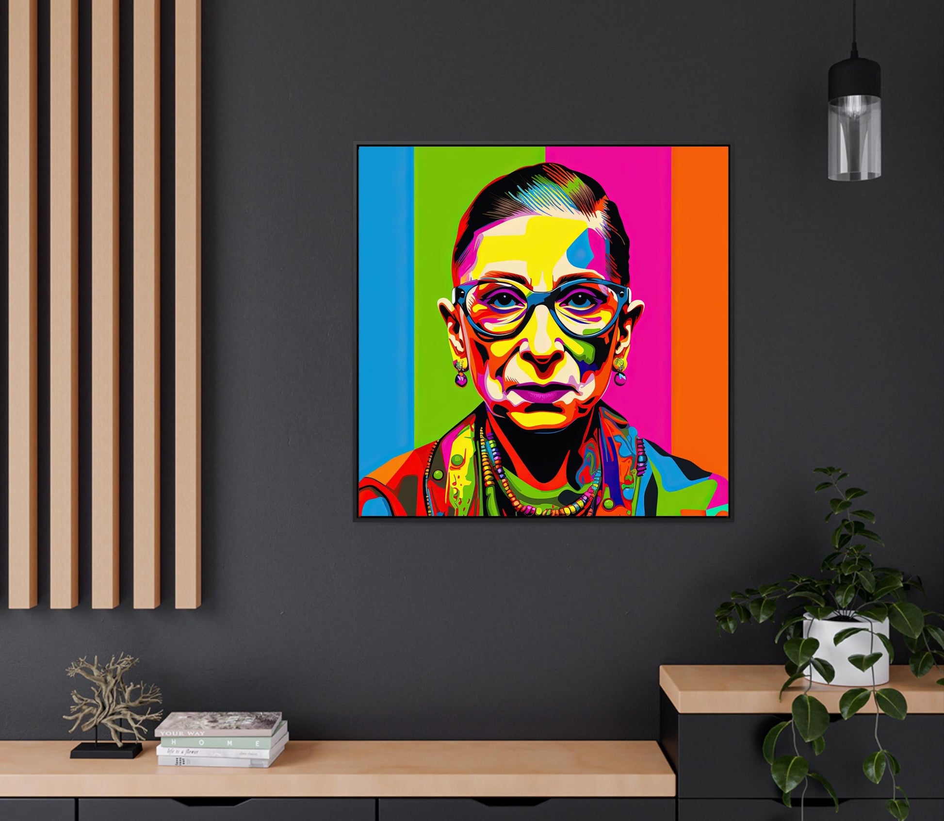 RBG Pop Art Canvas Print - Framed Gallery Wrap Canvas with Floating Wood Frame - Antarmada