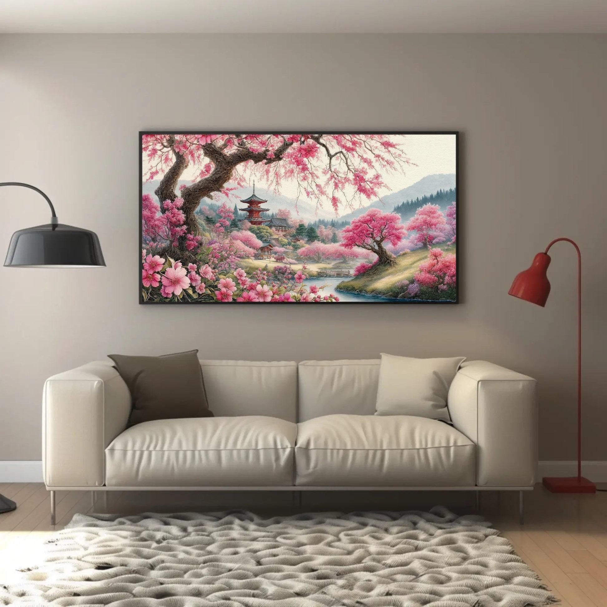 Sakura Tree Canvas Print – Elegant Japanese Cherry Blossom Wall Art on Museum Grade Canvas - Antarmada