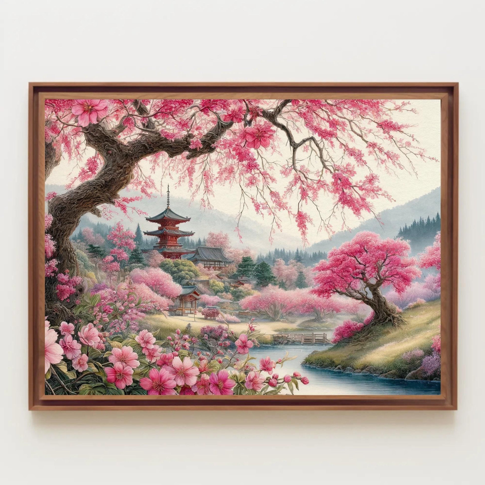 Sakura Tree Canvas Print – Elegant Japanese Cherry Blossom Wall Art on Museum Grade Canvas - Antarmada