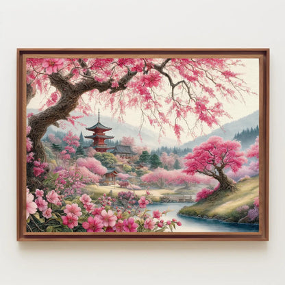 Sakura Tree Canvas Print – Elegant Japanese Cherry Blossom Wall Art on Museum Grade Canvas - Antarmada