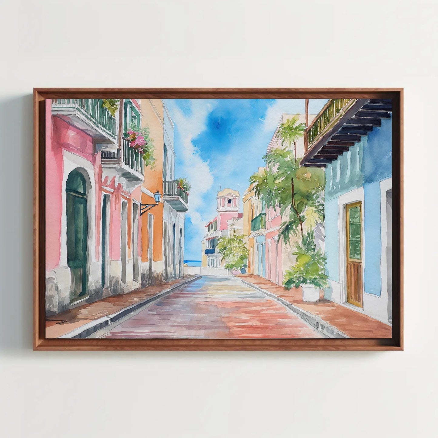 San Juan Watercolor Canvas - Extra Large Puerto Rico Wall Art | Ready to Hang Print - Antarmada