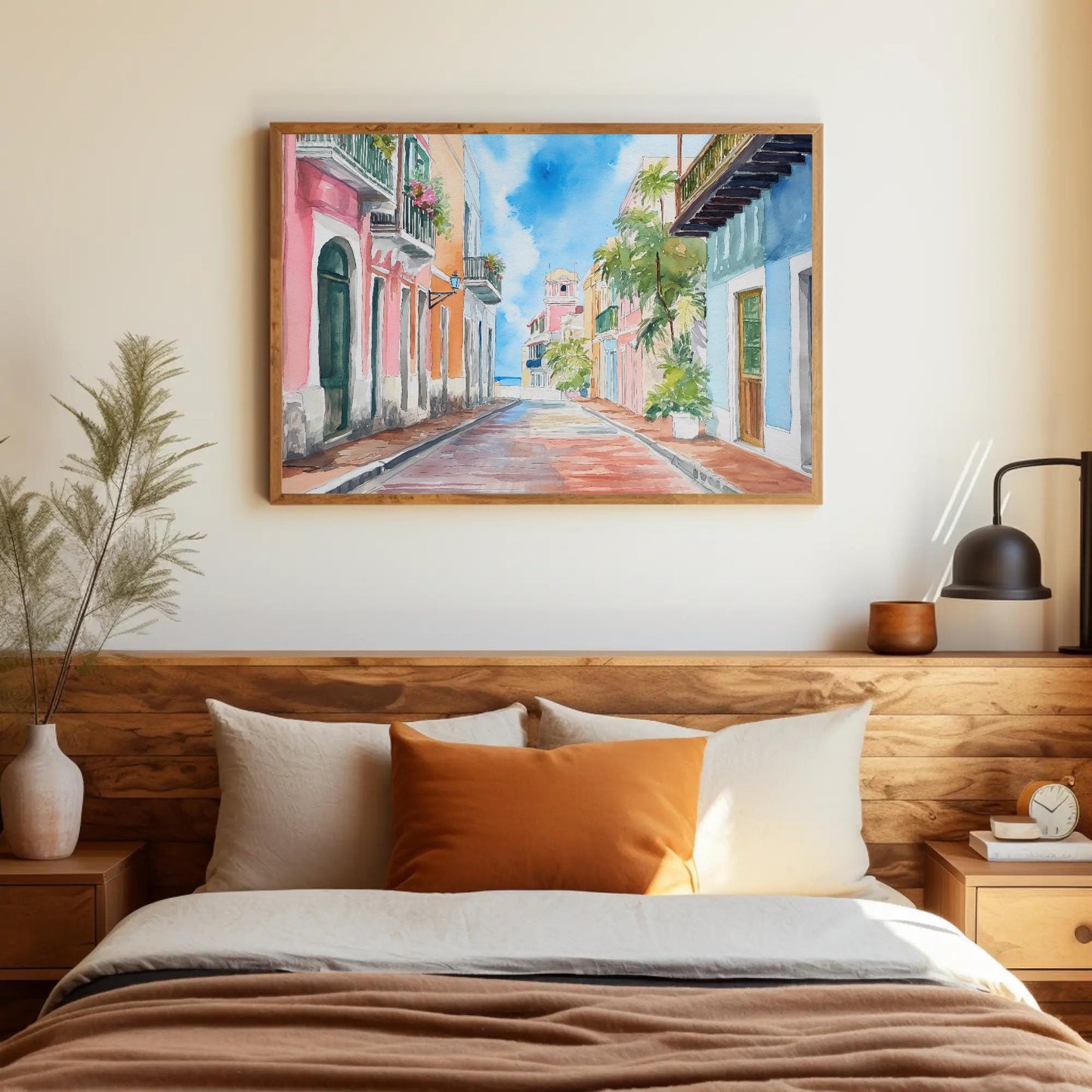 San Juan Watercolor Canvas - Extra Large Puerto Rico Wall Art | Ready to Hang Print - Antarmada