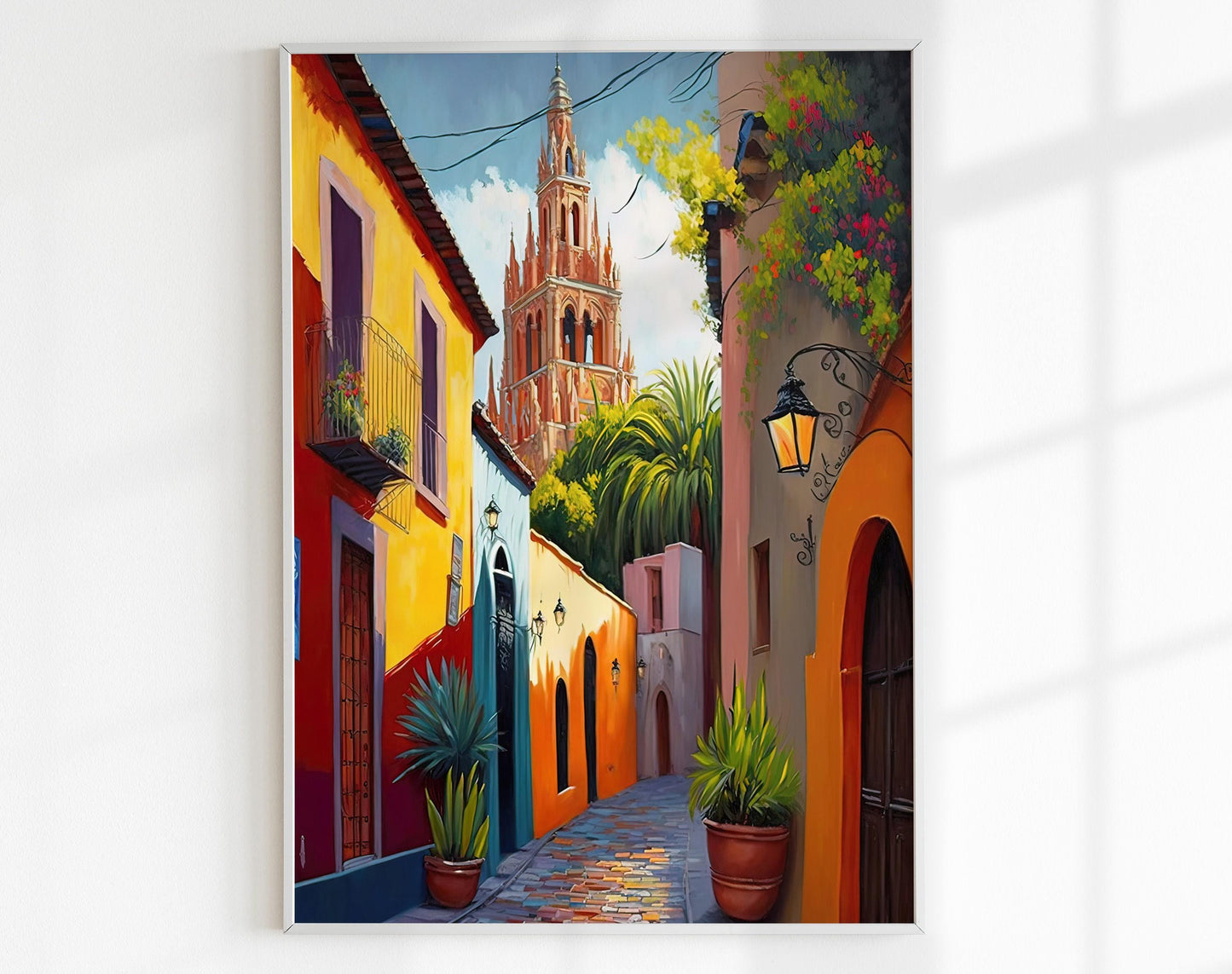 San Miguel de Allende Painting – Vibrant Mexican Street Art on Premium Canvas - Antarmada