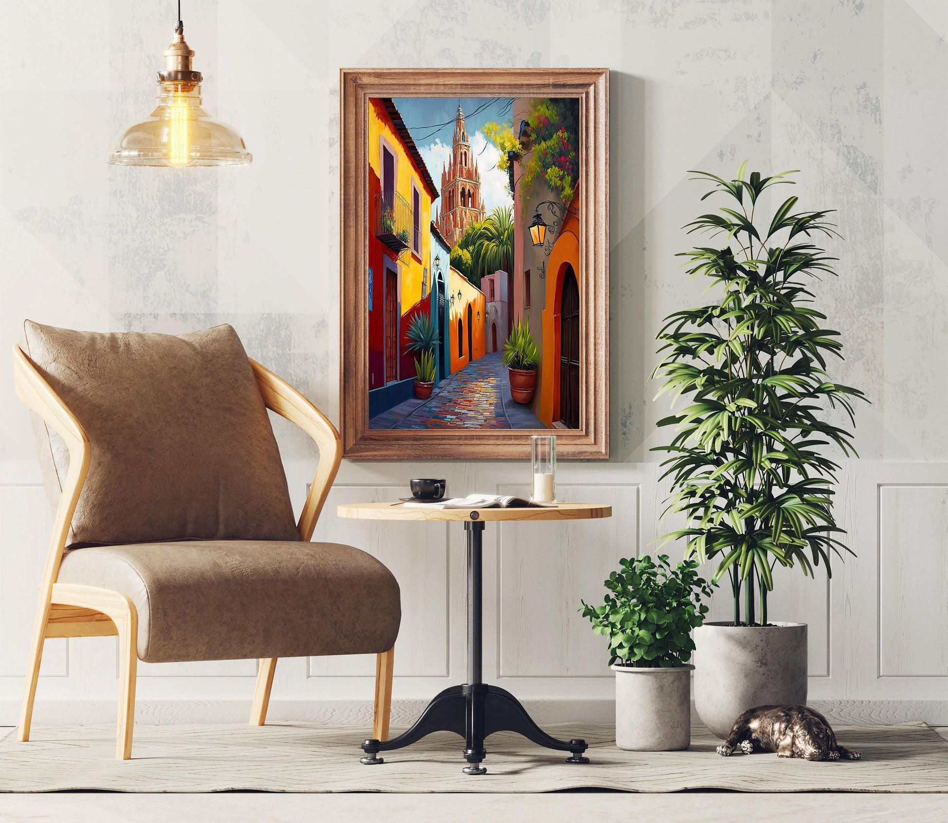 San Miguel de Allende Painting – Vibrant Mexican Street Art on Premium Canvas - Antarmada
