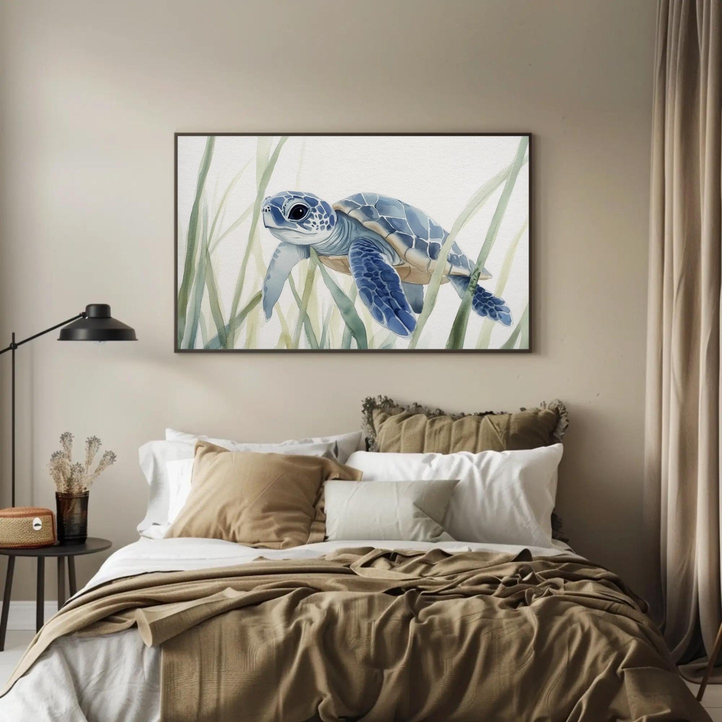 Sea Turtle Canvas Print – Coastal Wall Art | Watercolor Sea Turtle Painting on Museum Grade Canvas - Antarmada