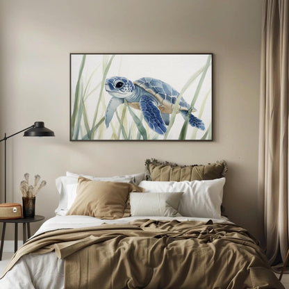 Sea Turtle Canvas Print – Coastal Wall Art | Watercolor Sea Turtle Painting on Museum Grade Canvas - Antarmada