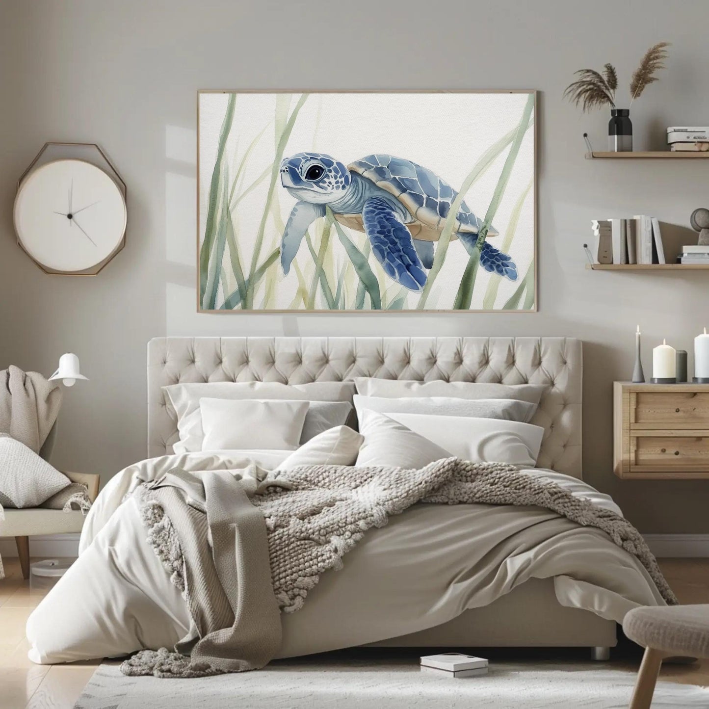 Sea Turtle Canvas Print – Coastal Wall Art | Watercolor Sea Turtle Painting on Museum Grade Canvas - Antarmada