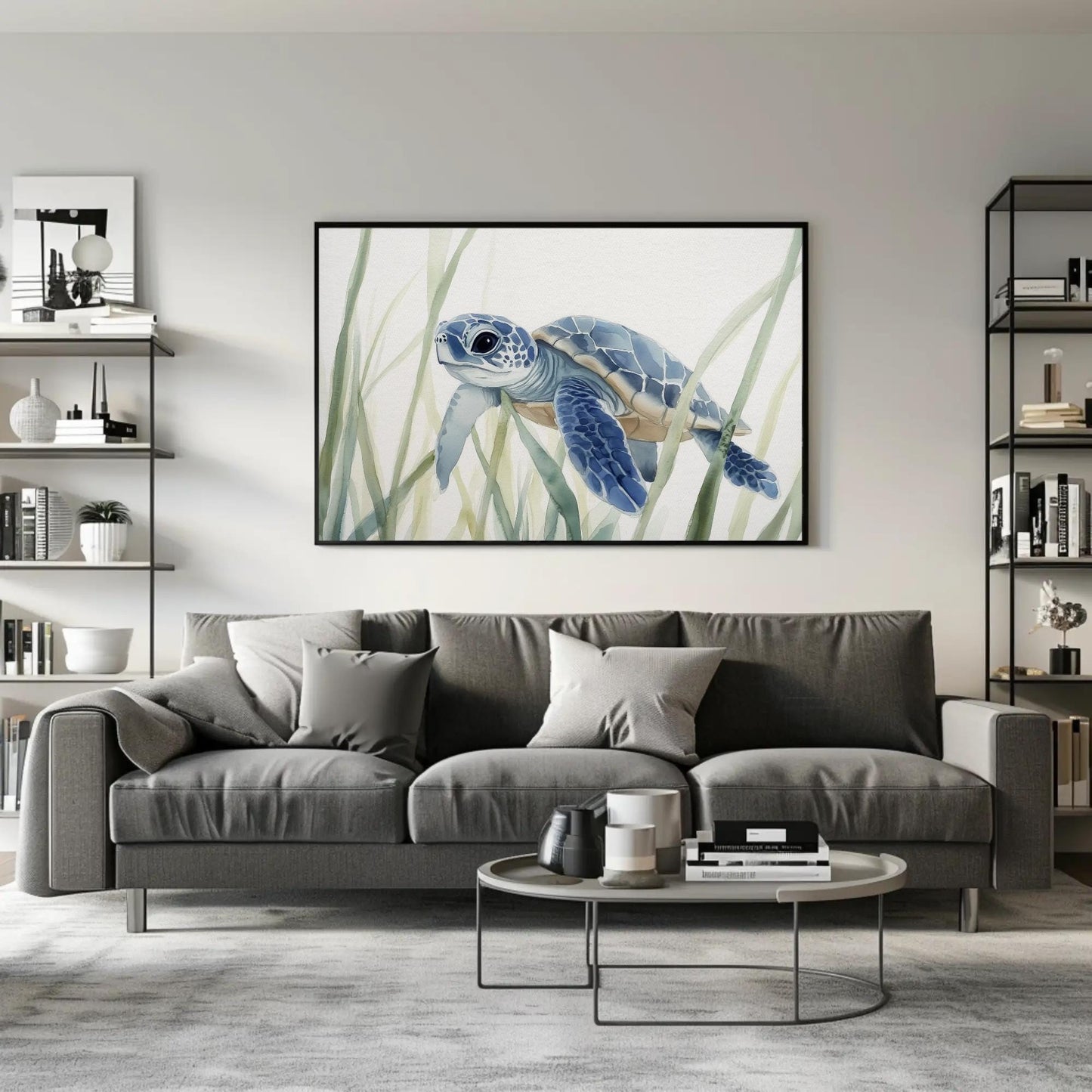 Sea Turtle Canvas Print – Coastal Wall Art | Watercolor Sea Turtle Painting on Museum Grade Canvas - Antarmada