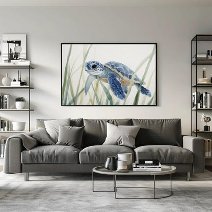 Sea Turtle Canvas Print – Coastal Wall Art | Watercolor Sea Turtle Painting on Museum Grade Canvas - Antarmada