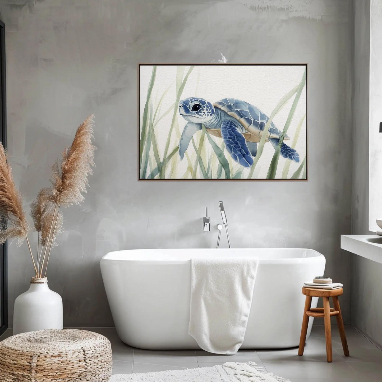 Sea Turtle Canvas Print – Coastal Wall Art | Watercolor Sea Turtle Painting on Museum Grade Canvas - Antarmada