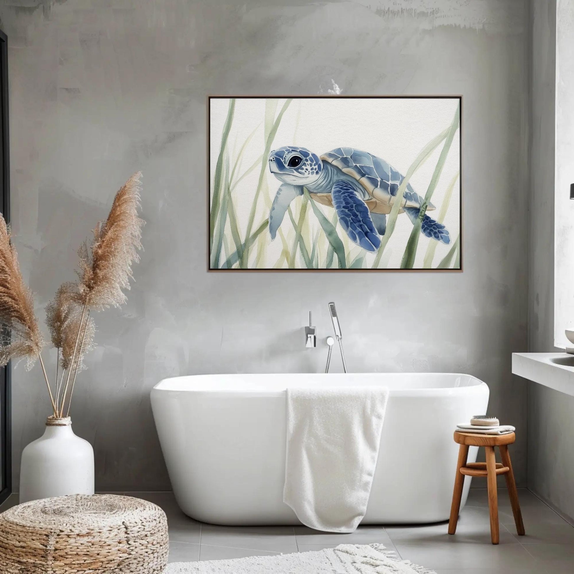 Sea Turtle Canvas Print – Coastal Wall Art | Watercolor Sea Turtle Painting on Museum Grade Canvas - Antarmada