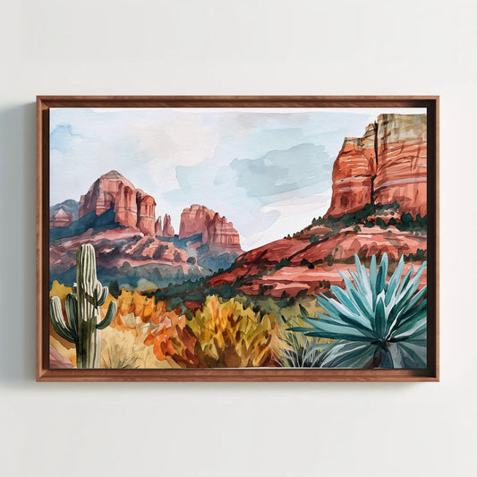 Sedona Desert Canvas Print, Arizona Red Rock Panoramic Wall Art - Antarmada
