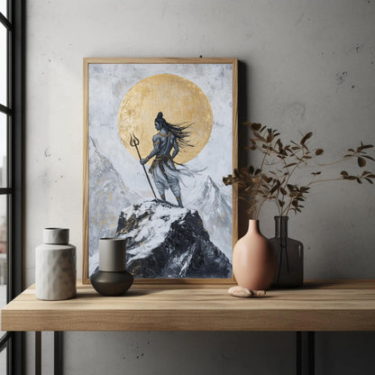 Shiva Kailash Wall Art – Golden Mandala Canvas Print | Spiritual Hindu Decor - Antarmada