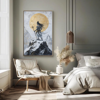 Shiva Kailash Wall Art – Golden Mandala Canvas Print | Spiritual Hindu Decor - Antarmada