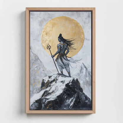 Shiva Kailash Wall Art – Golden Mandala Canvas Print | Spiritual Hindu Decor - Antarmada