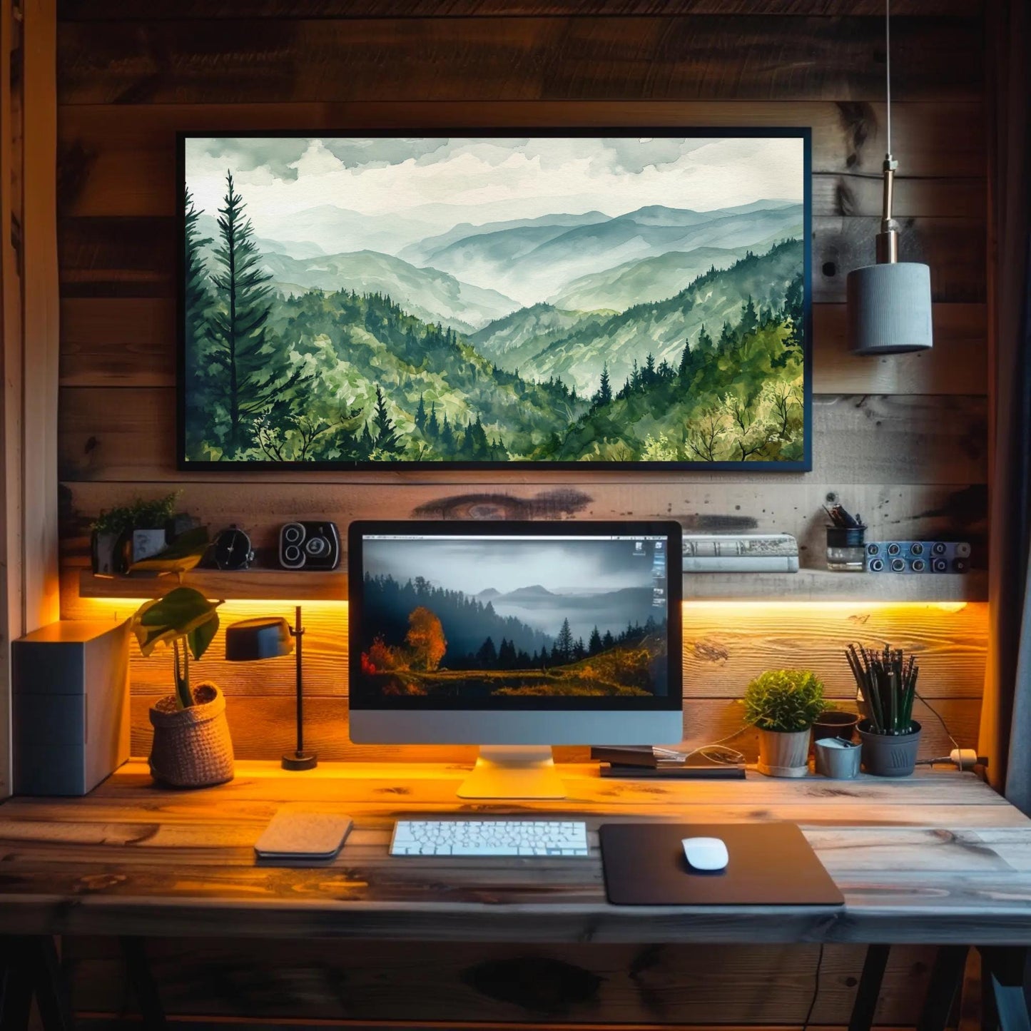 Smoky Mountains Canvas Print - Panoramic Landscape Wall Hanging With Solid Wood Frame - Antarmada