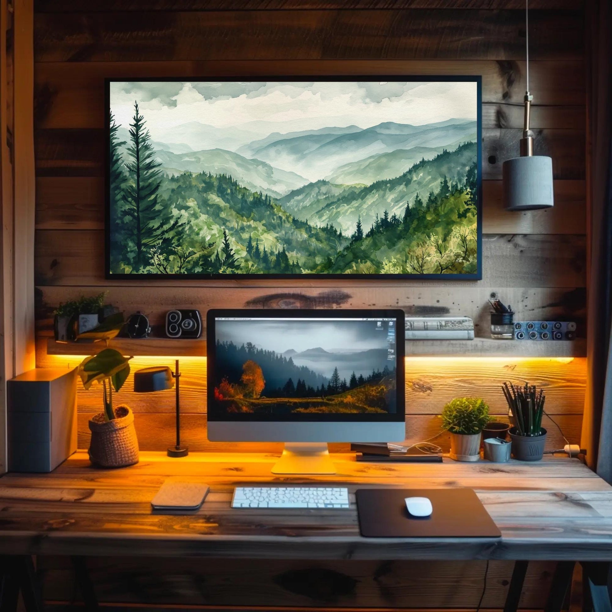 Smoky Mountains Canvas Print - Panoramic Landscape Wall Hanging With Solid Wood Frame - Antarmada