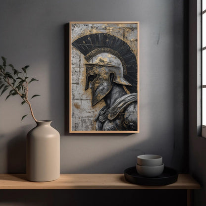 Spartan Warrior , Motivational Gym canvas wall art shown in a styled room (view 3)