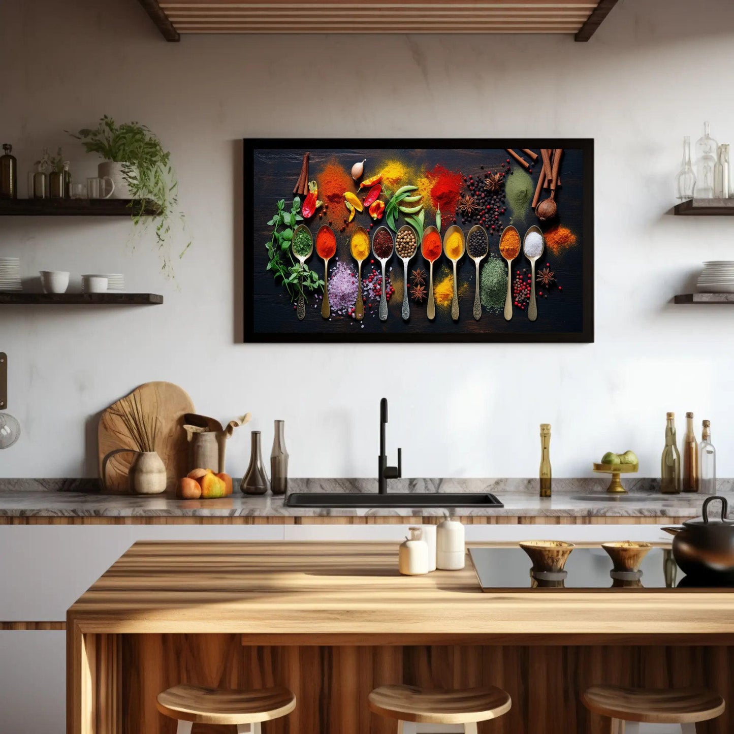 Spices , Modern Kitchen canvas wall art shown in a kitchen (view 3)