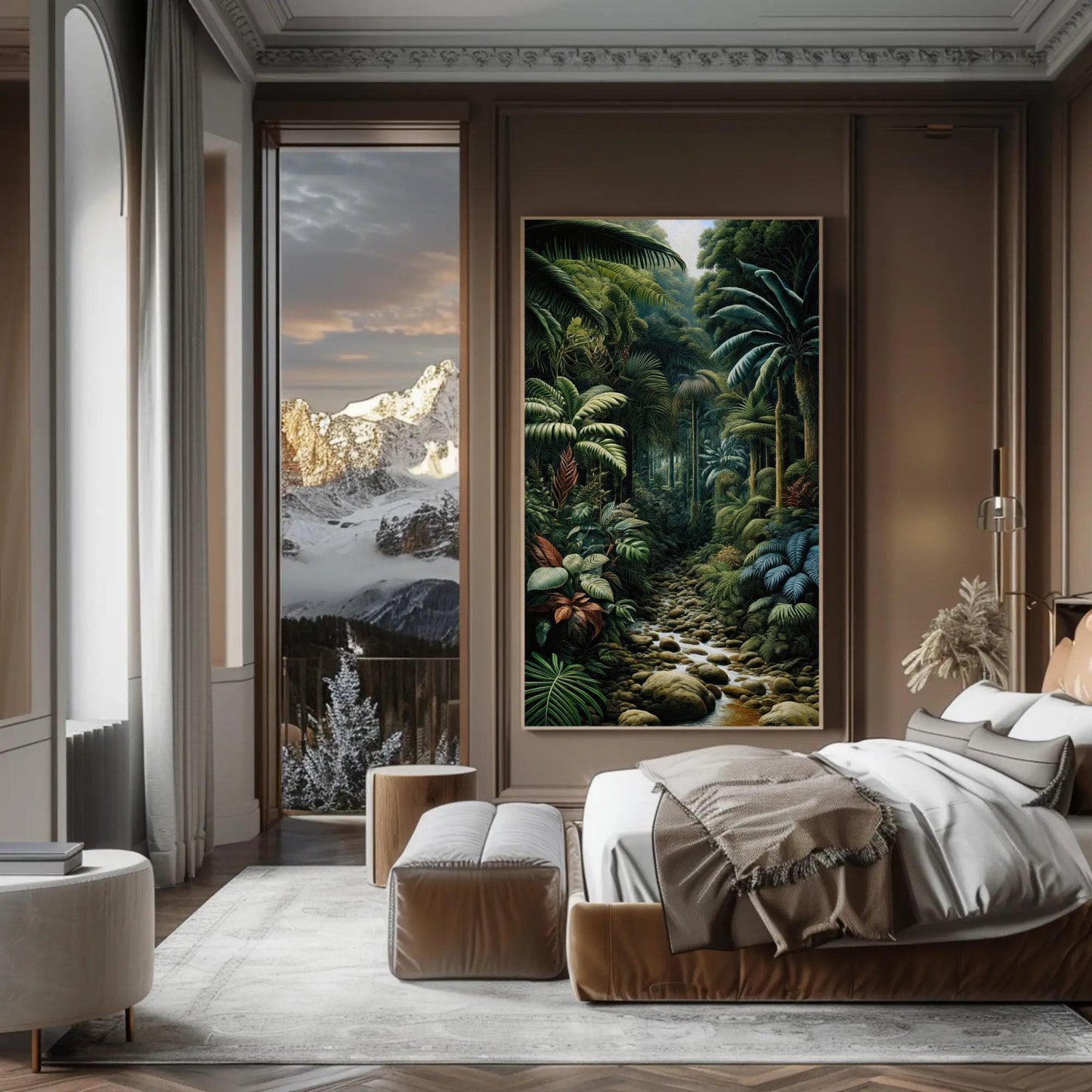 Tropical Jungle Canvas Henri Rousseau - Framed Jungle Wall Art With Wooden Frame - Antarmada