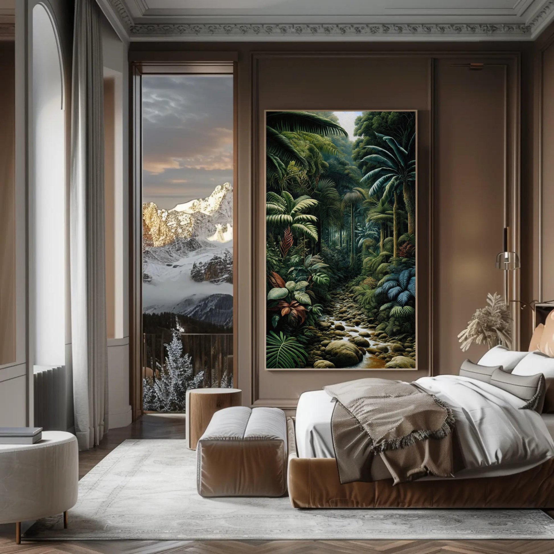 Tropical Jungle Canvas Henri Rousseau - Framed Jungle Wall Art With Wooden Frame - Antarmada