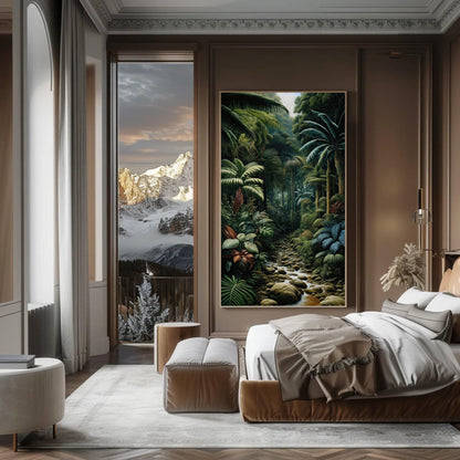 Tropical Jungle Canvas Henri Rousseau - Framed Jungle Wall Art With Wooden Frame - Antarmada