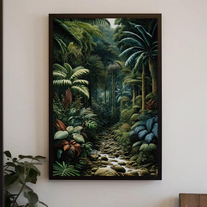 Tropical Jungle Canvas Henri Rousseau - Framed Jungle Wall Art With Wooden Frame - Antarmada