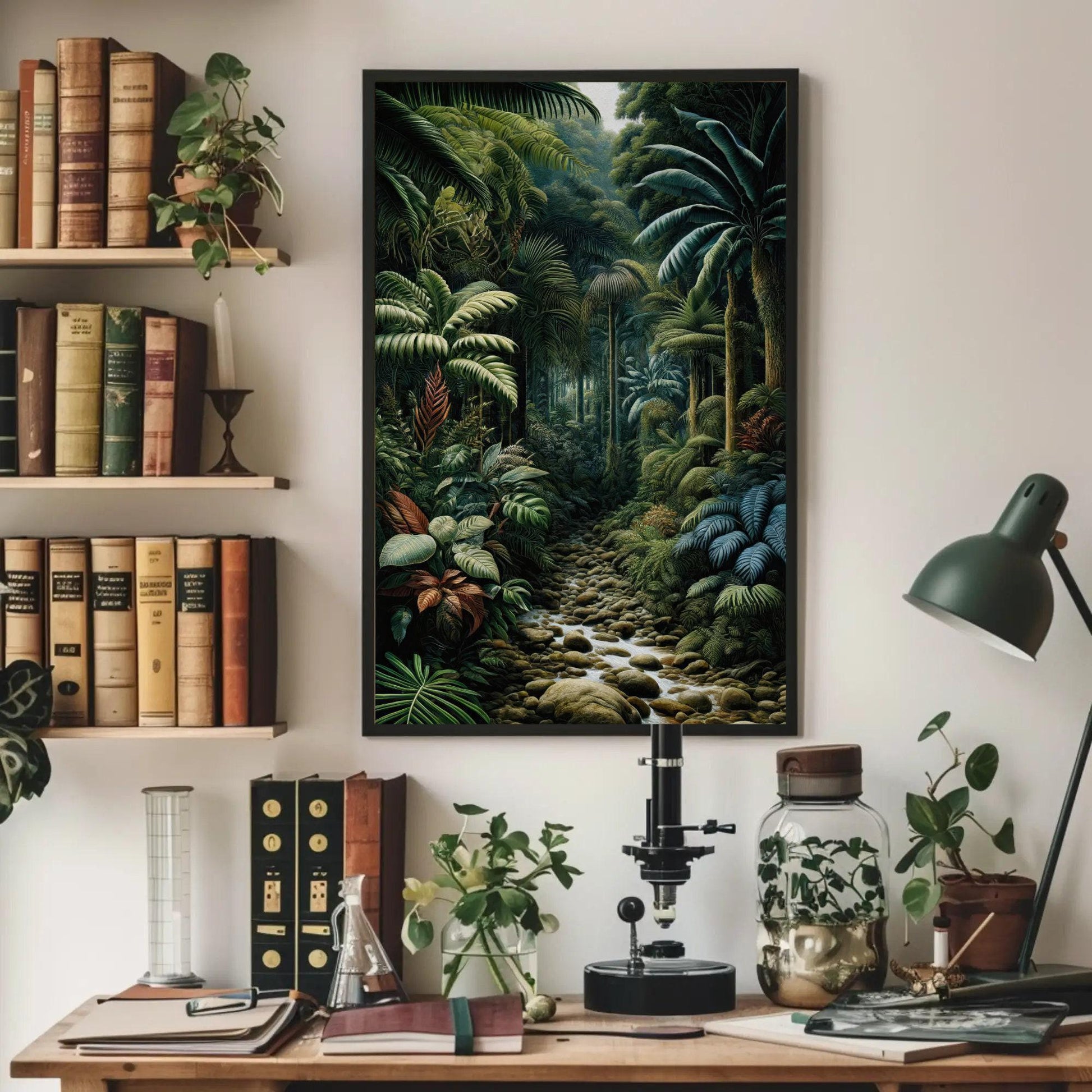 Tropical Jungle Canvas Henri Rousseau - Framed Jungle Wall Art With Wooden Frame - Antarmada