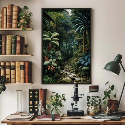 Tropical Jungle Canvas Henri Rousseau - Framed Jungle Wall Art With Wooden Frame - Antarmada