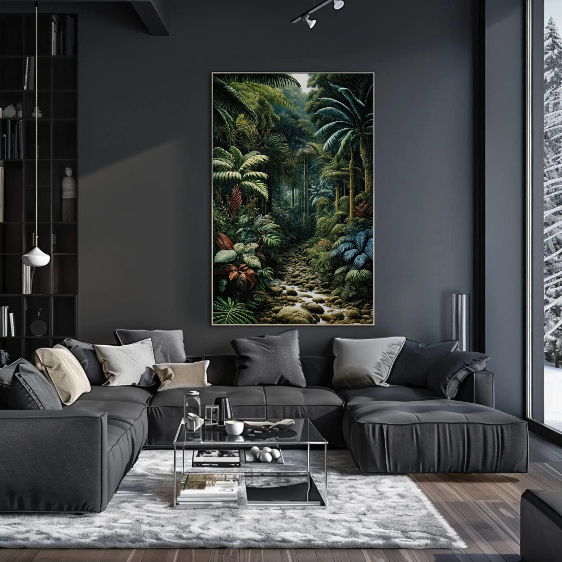 Tropical Jungle Canvas Henri Rousseau - Framed Jungle Wall Art With Wooden Frame - Antarmada