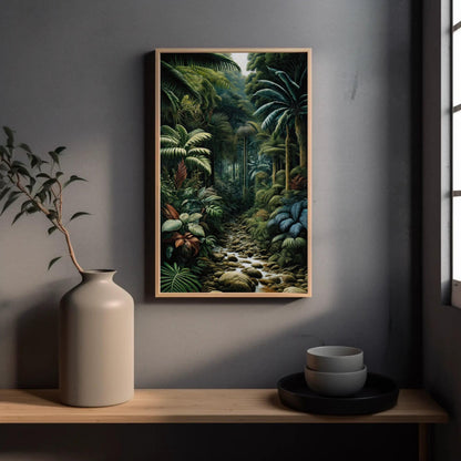 Tropical Jungle Canvas Henri Rousseau - Framed Jungle Wall Art With Wooden Frame - Antarmada
