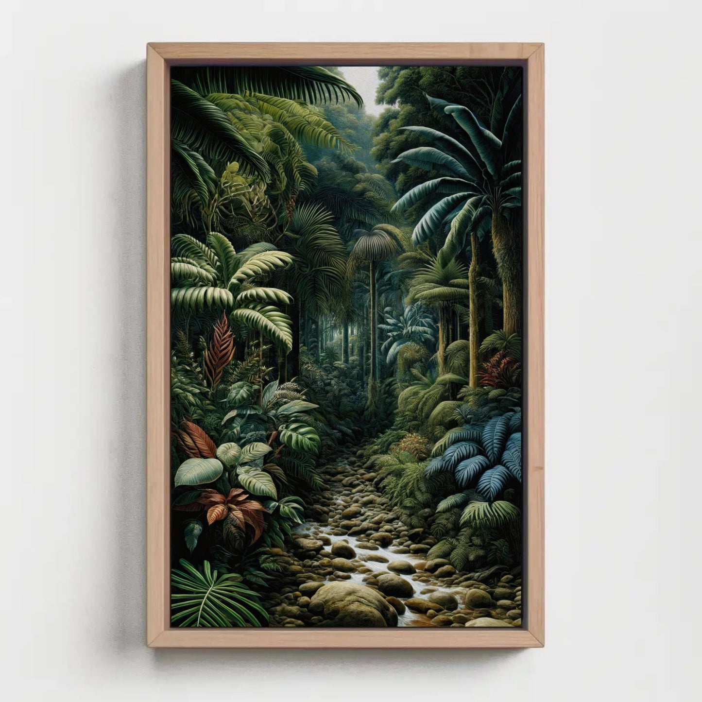 Tropical Jungle Canvas Henri Rousseau - Framed Jungle Wall Art With Wooden Frame - Antarmada