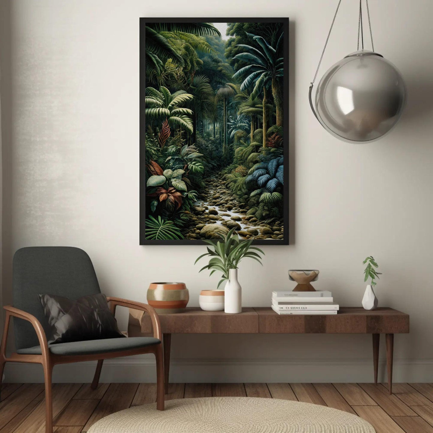 Tropical Jungle Canvas Henri Rousseau - Framed Jungle Wall Art With Wooden Frame - Antarmada